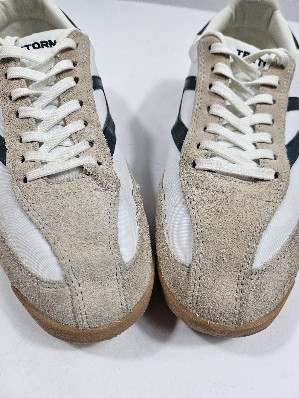 Tretorn Rawlins 2.0 Suede & Textile White  Beige Green Lace Up Retro Sneaker - Picture 6 of 16